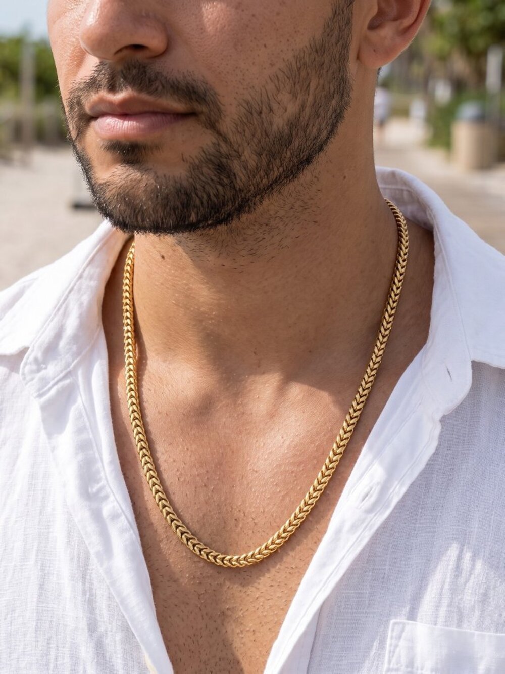 Mens Herringbone Chain Real Gold 26 Inch Plated 4mm Waterproof Durable Solid New